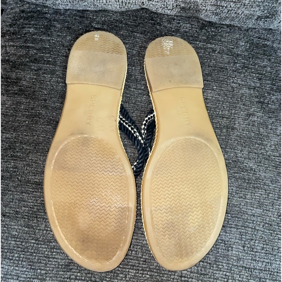 Sperry Black and white Rope Flip Flops Sz 9 - Picture 6 of 7